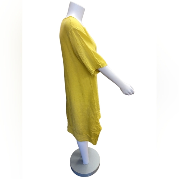 Serena Giorgi 100% Linen Goldenrod S/S Midi EUC Size XL - Picture 3 of 9